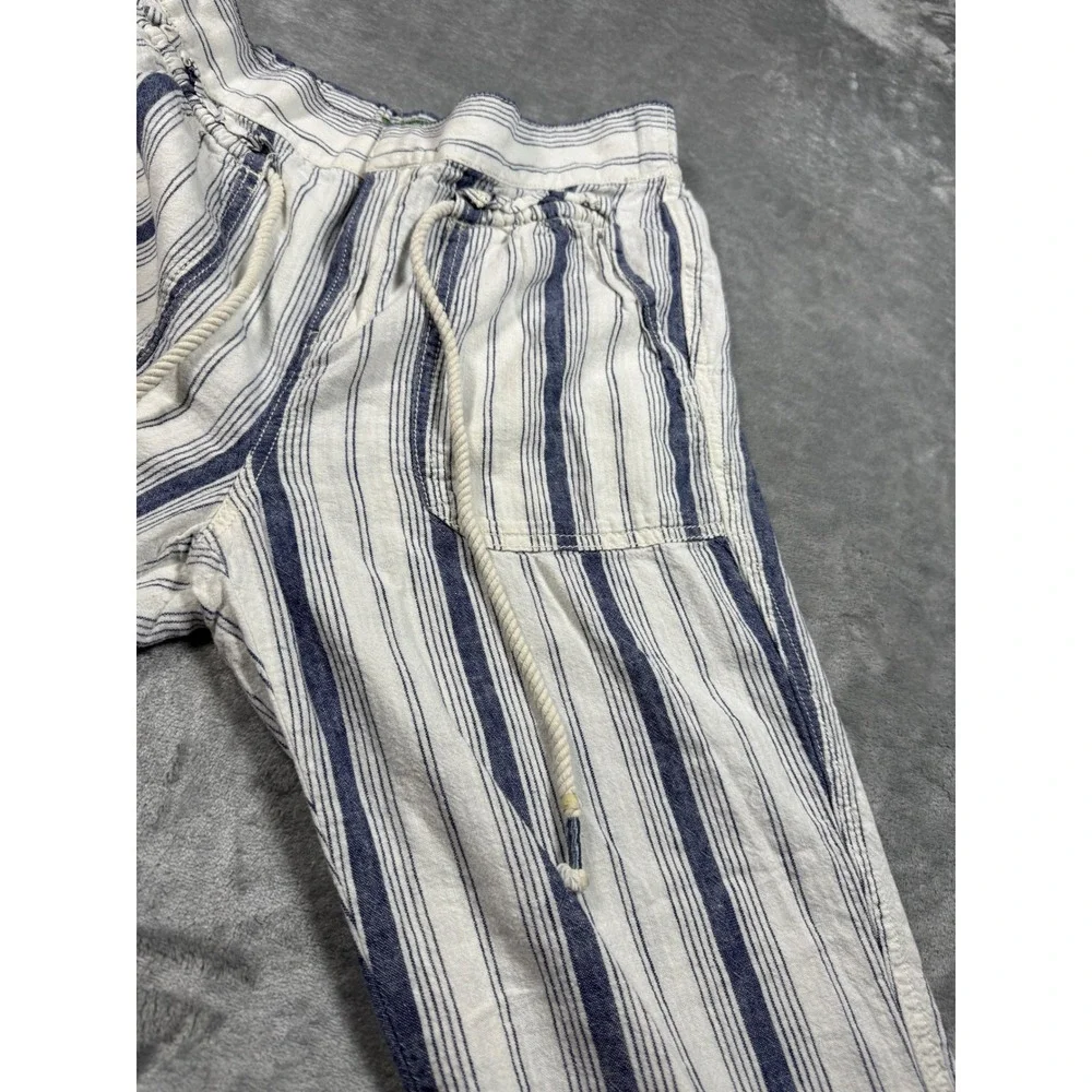 Anthropologie Seashore Striped Linen Blend Drawstring Pants Size 2P - Picture 7 of 13